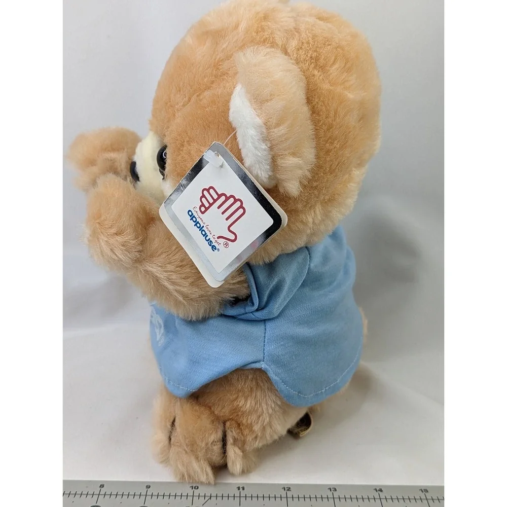 Applause Prayer Bear Plush‎ 11 Inch Blue Shirt 1984 Stuffed Animal Toy